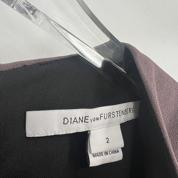 Diane von Furstenberg DVF dress Womens 2 Colorblock Workwear Fit Flare Purple - Picture 5 of 8